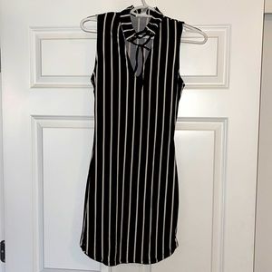 Vertical Stripe Black & White Choker Dress NEW